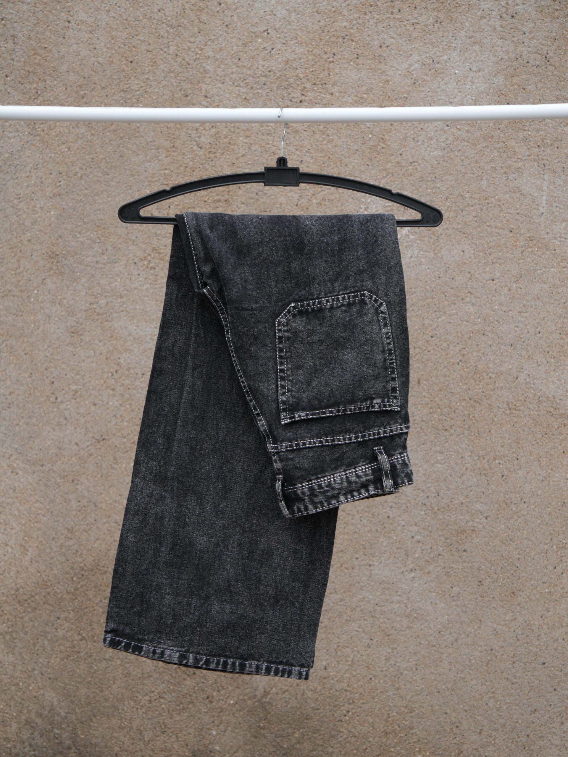Charcoal Onyx Acid-Wash Straight-Leg Jeans