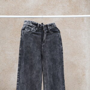 Charcoal Onyx Acid-Wash Straight-Leg Jeans