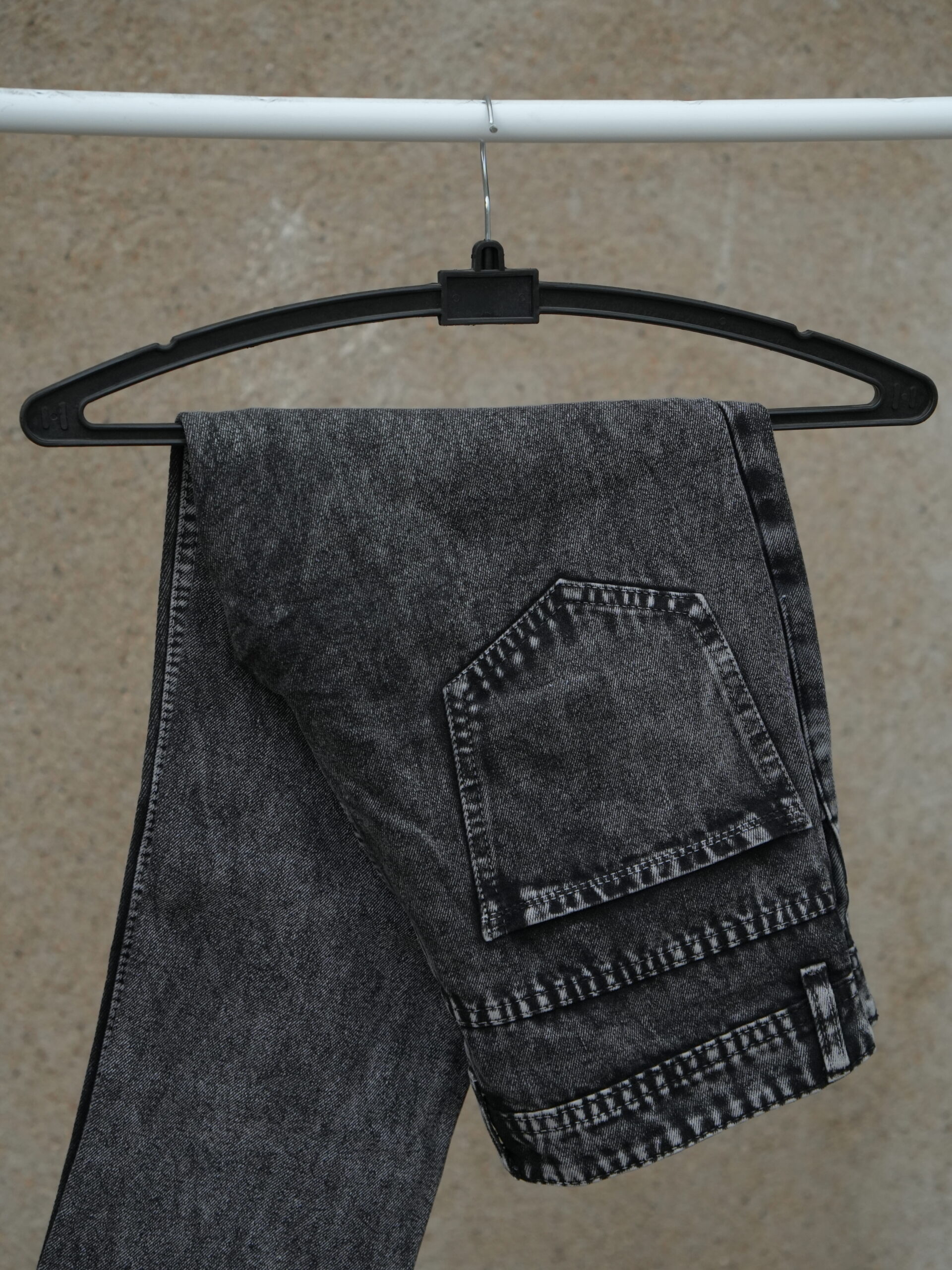 Charcoal Onyx Acid-Wash Straight-Leg Jeans
